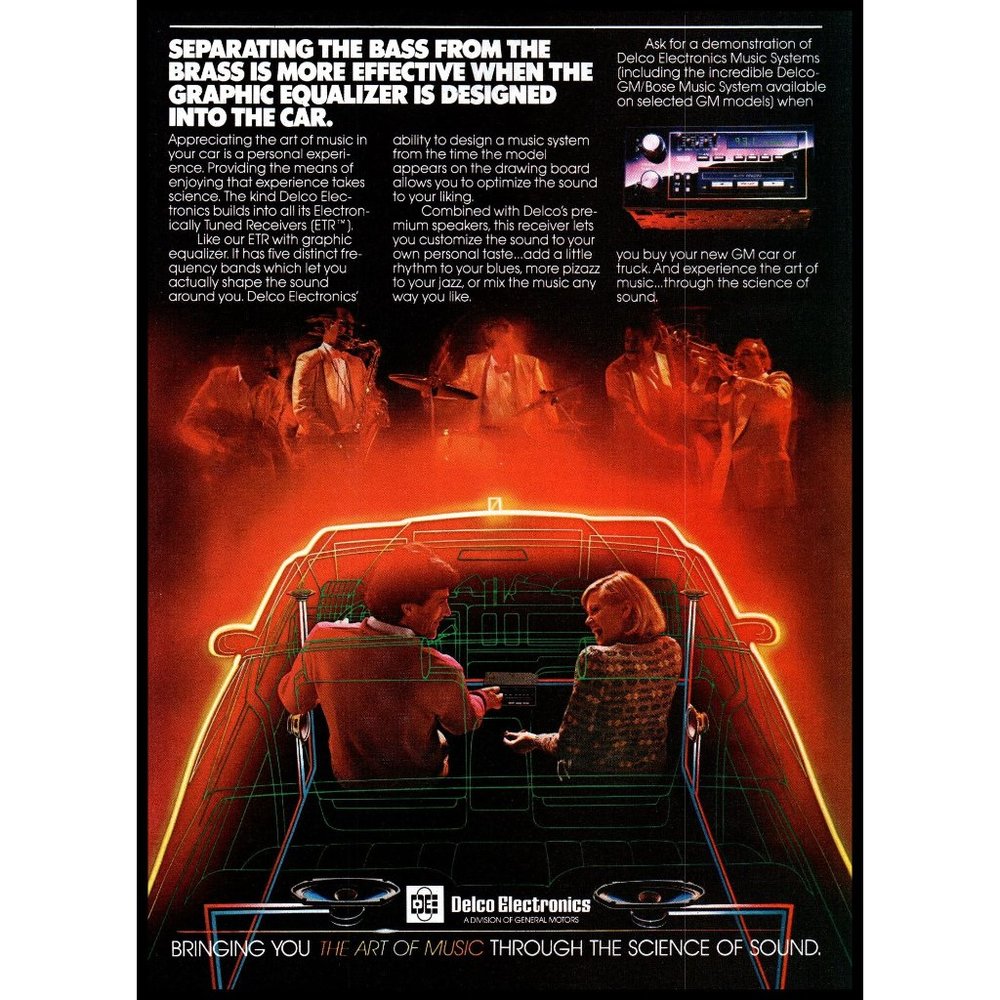 1984 Delco Electronic Car Stereo Audio Vintage Print Ad Jazz Band Wall Art Photo